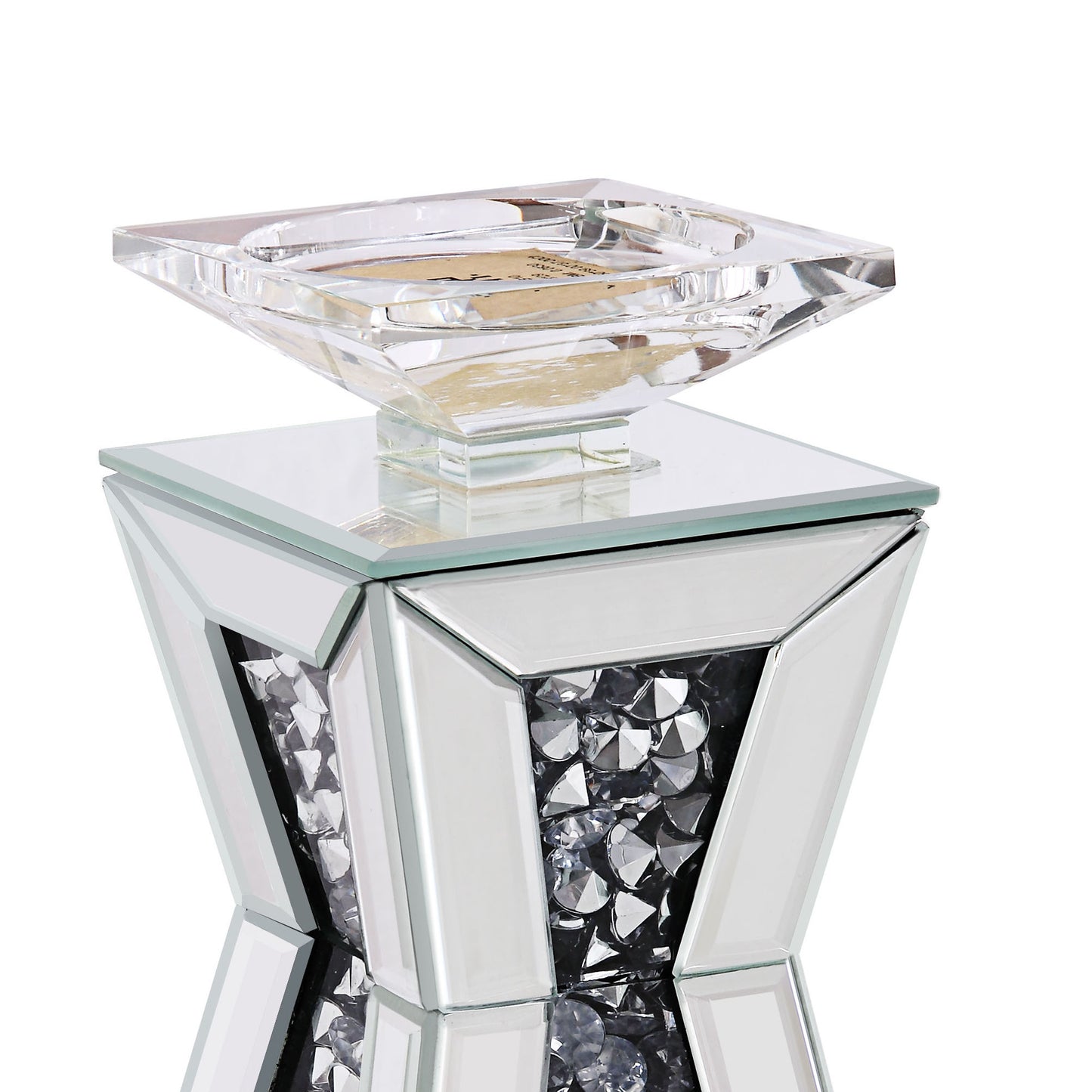 Wood And Glass Candle Holder With Hour Glass Shape Clear Set Of Two Small