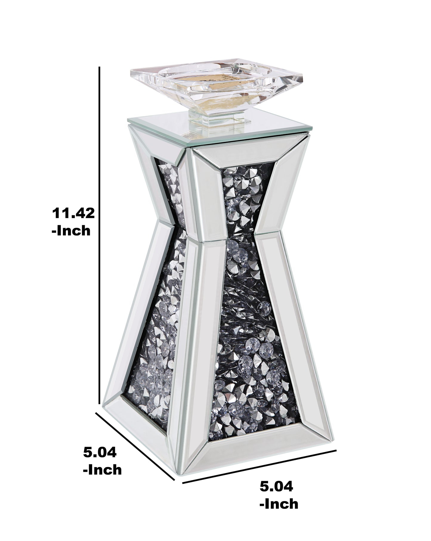 Wood And Glass Candle Holder With Hour Glass Shape Clear Set Of Two Small