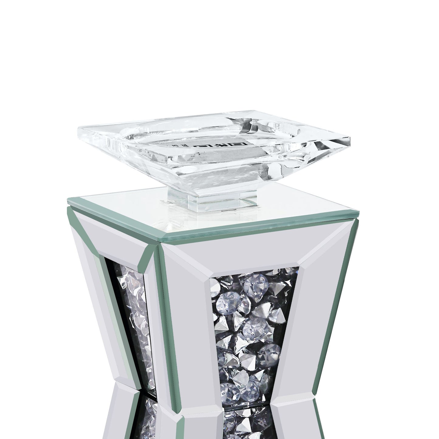 Wood And Glass Candle Holder With Hour Glass Shape Clear Set Of Two Large