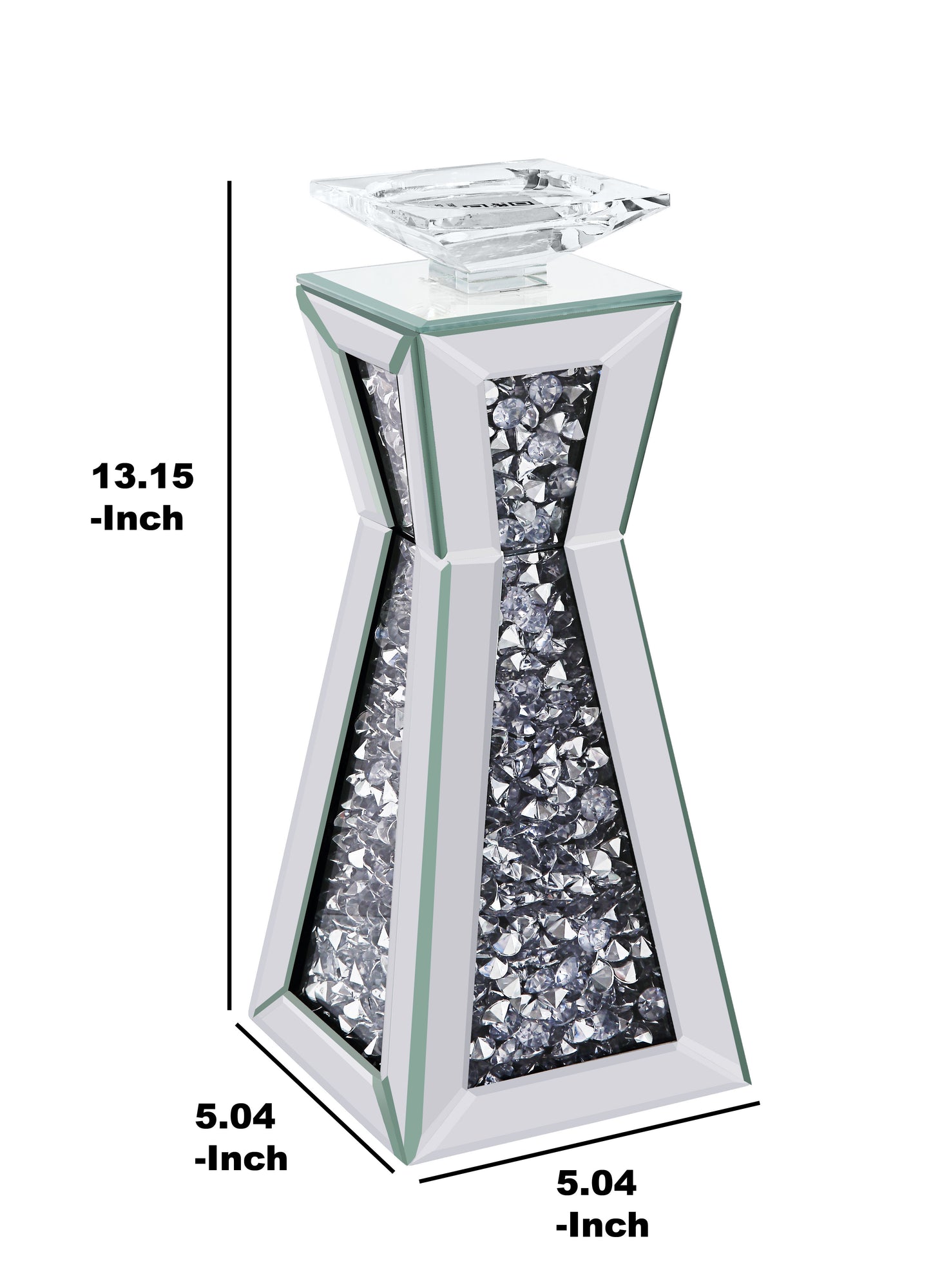 Wood And Glass Candle Holder With Hour Glass Shape Clear Set Of Two Large