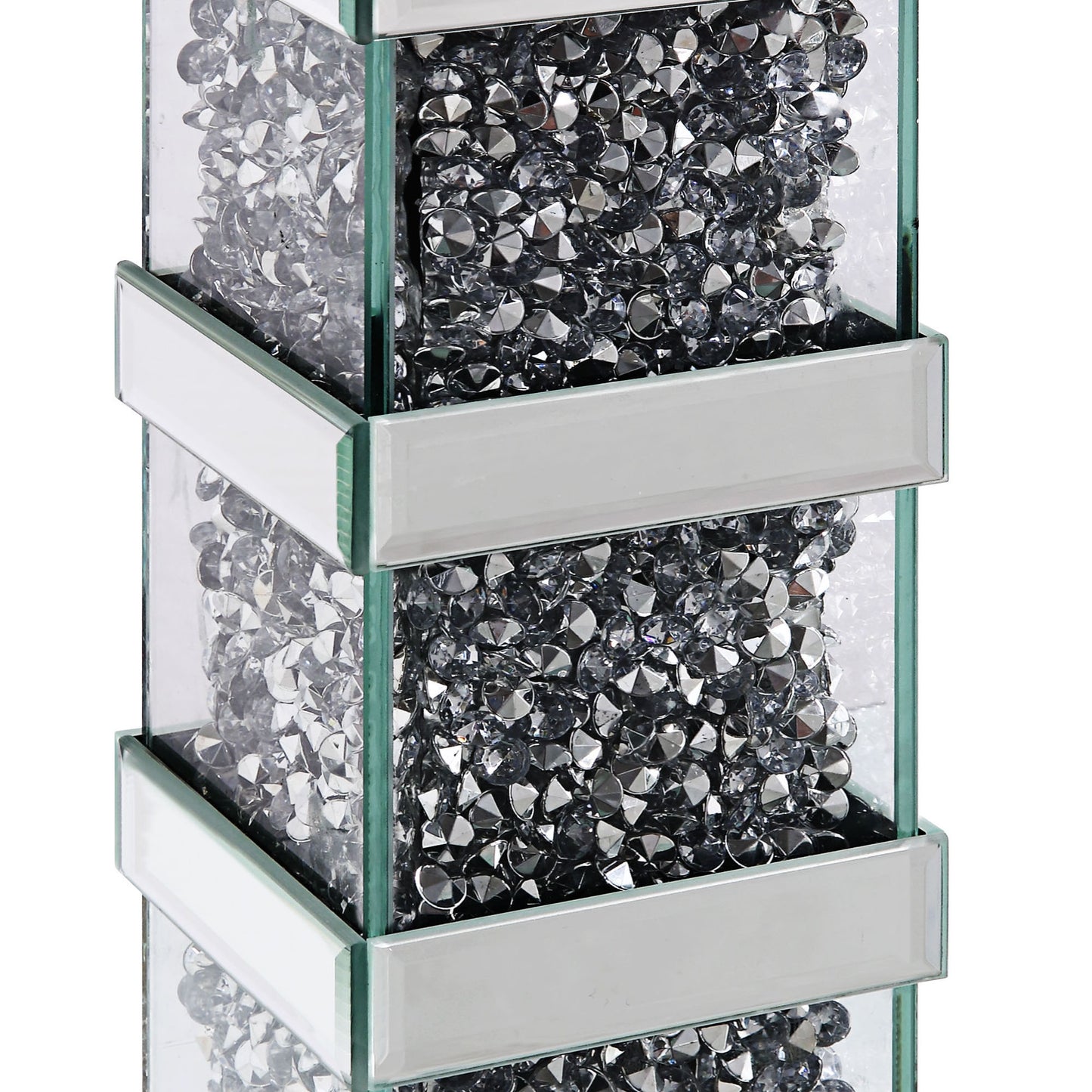 Wood And Glass Candle Holder With Faux Crystal Inserts Clear Set Of Two Small