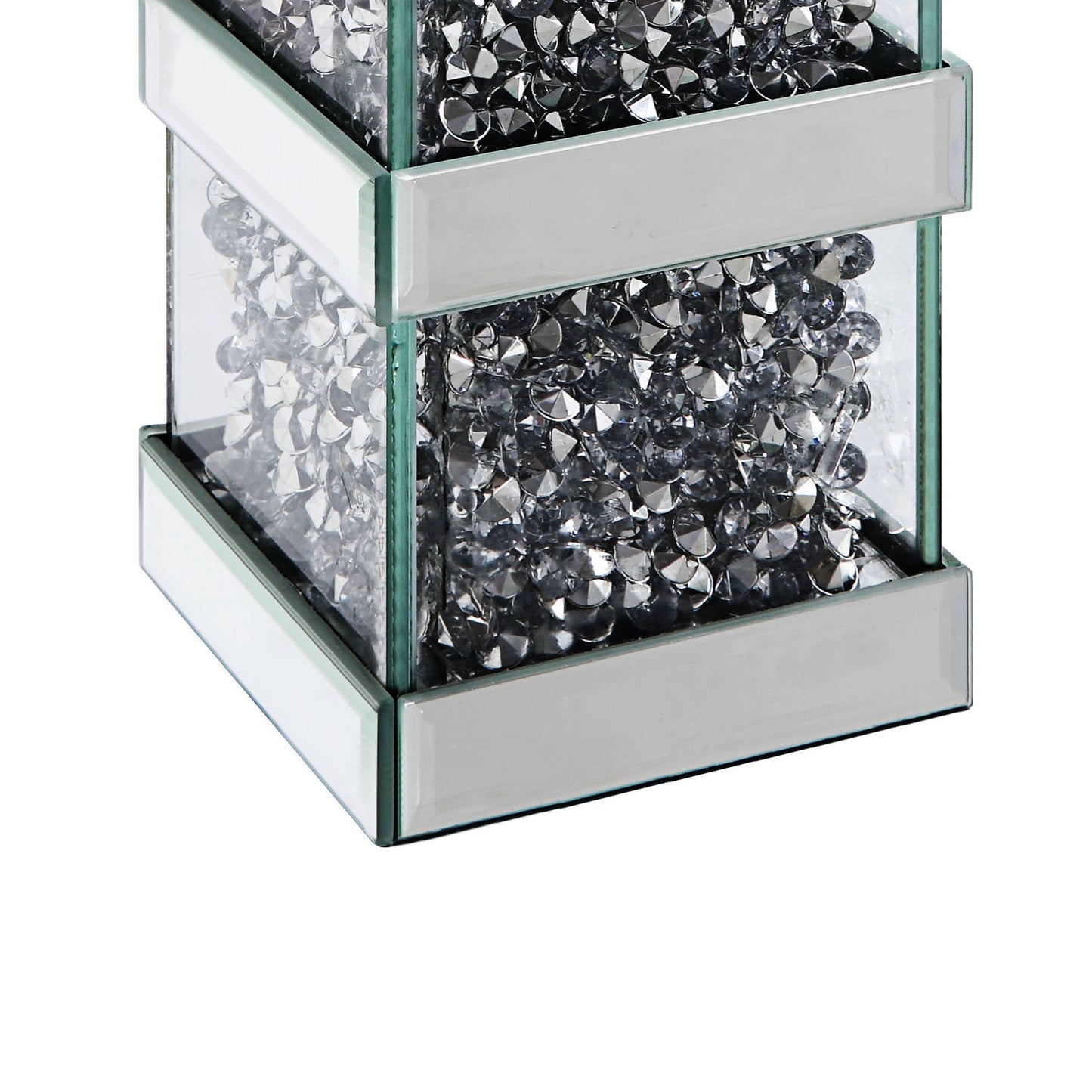 Wood And Glass Candle Holder With Faux Crystal Inserts Clear Set Of Two Small