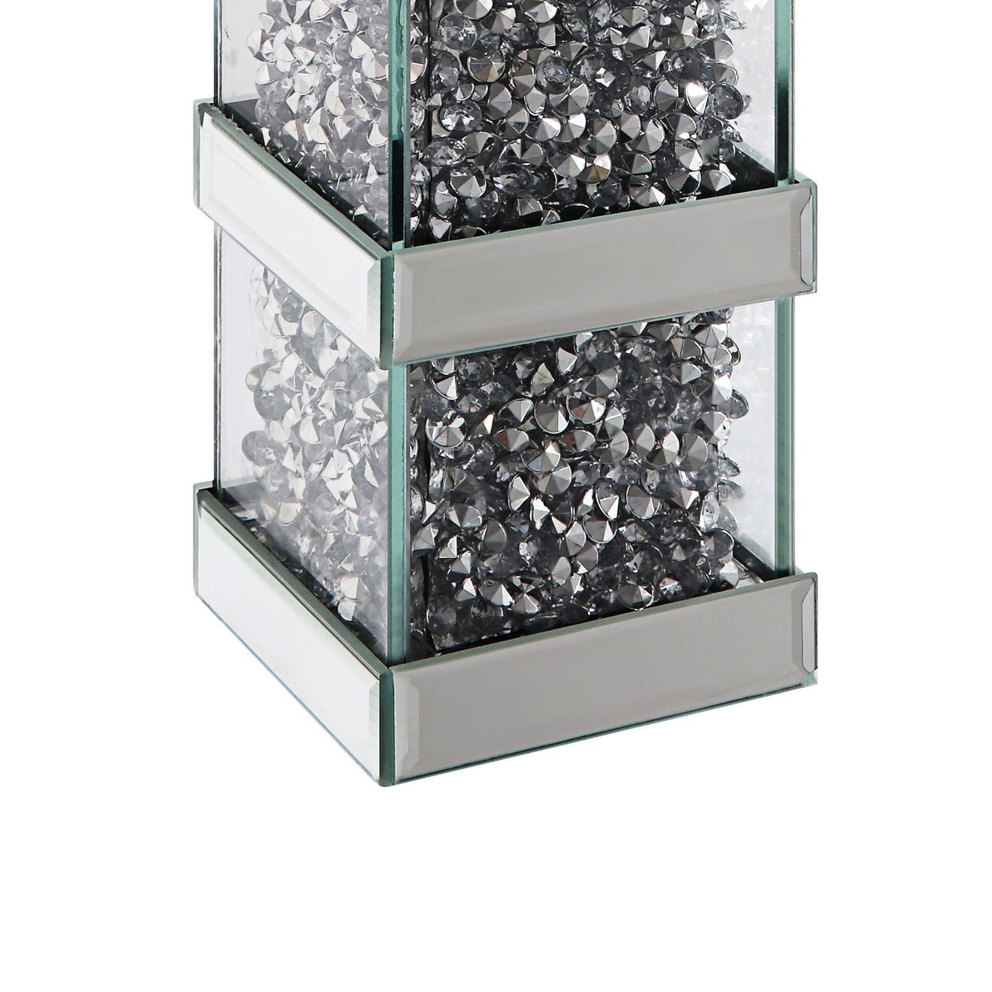 Wood And Glass Candle Holder With Faux Crystal Inserts Clear Set Of Two Large