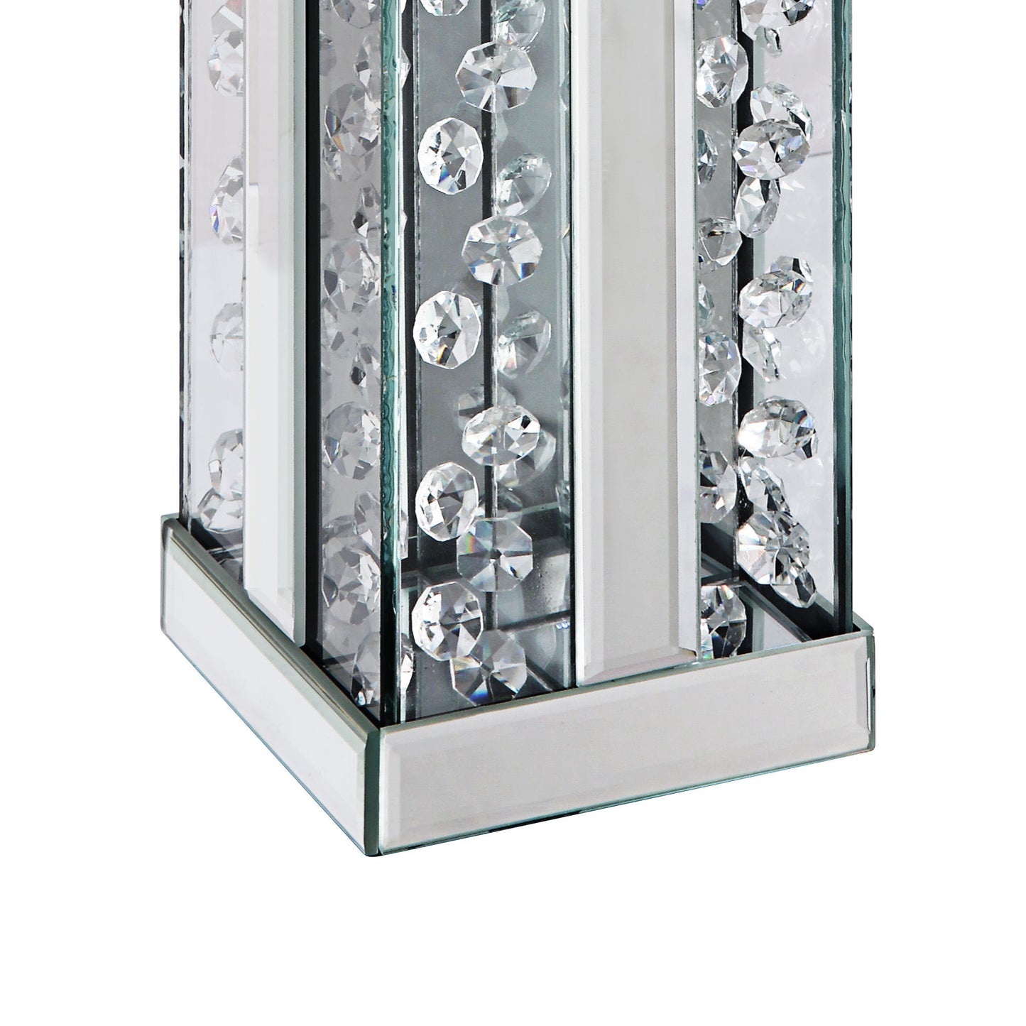 Wood And Glass Candle Holder With Faux Crystal Studs Clear Set Of Two Large