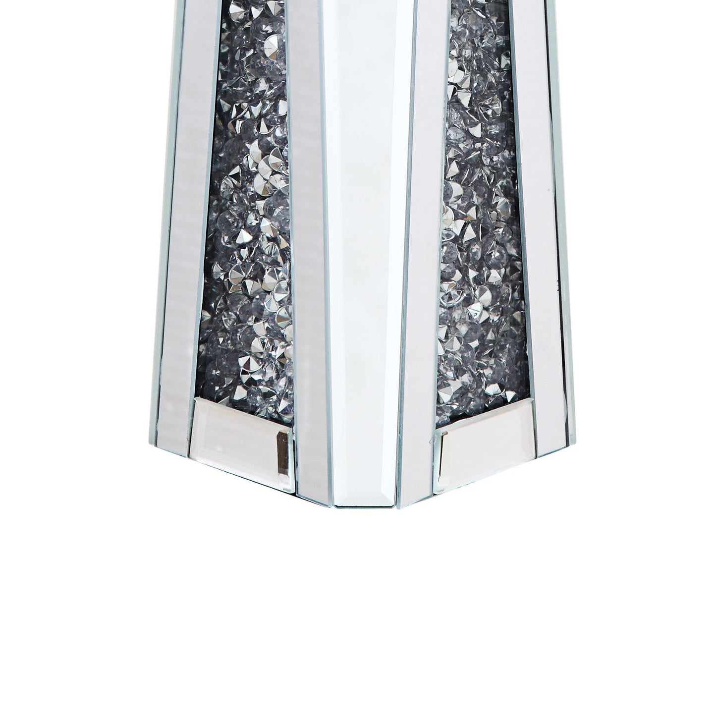 Wood And Glass Candle Holder With Faux Crystal Inserts Clear Set Of Two Large