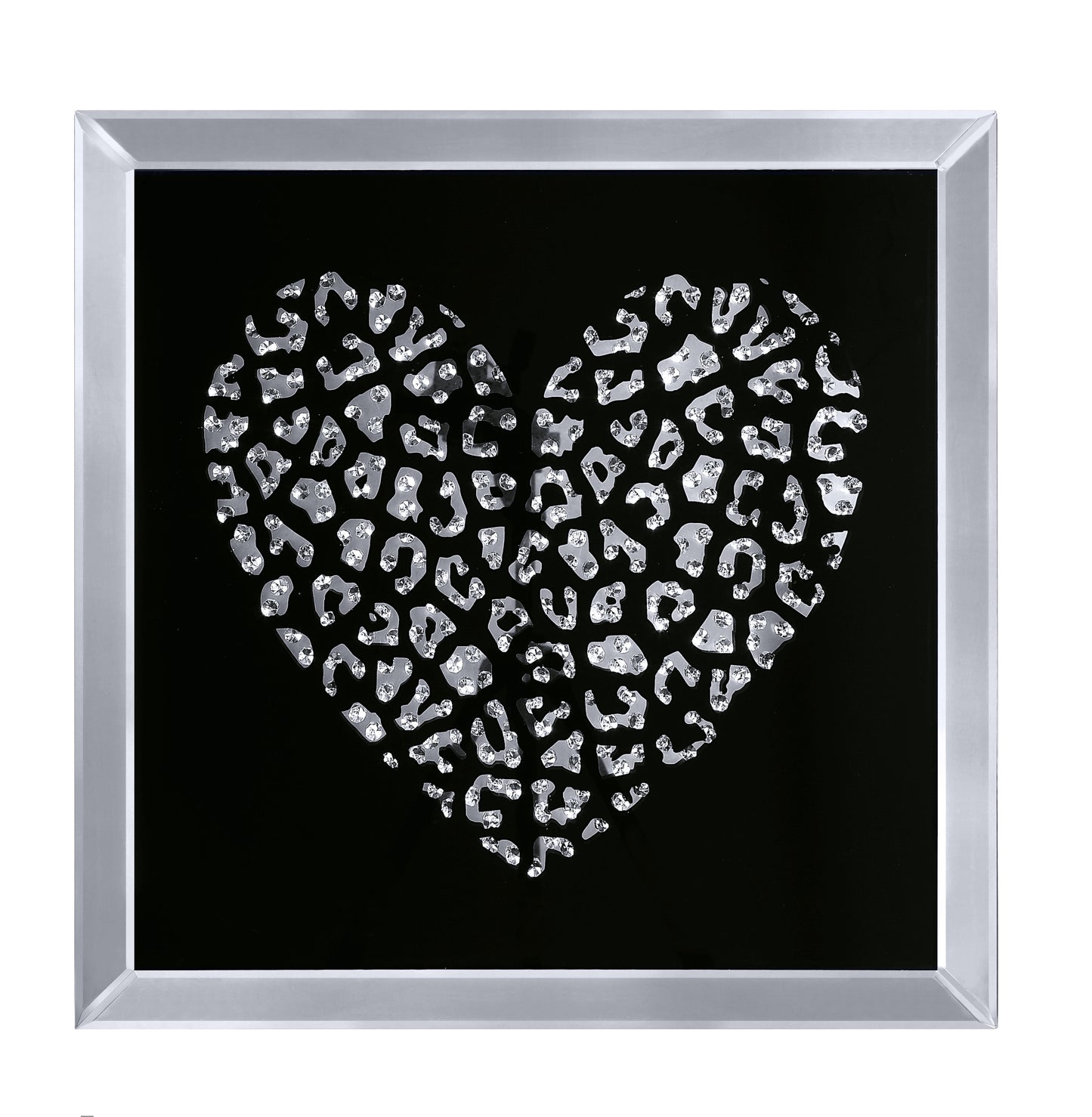 Decorative Wood And Mirror Heart Wall Art Black And Clear