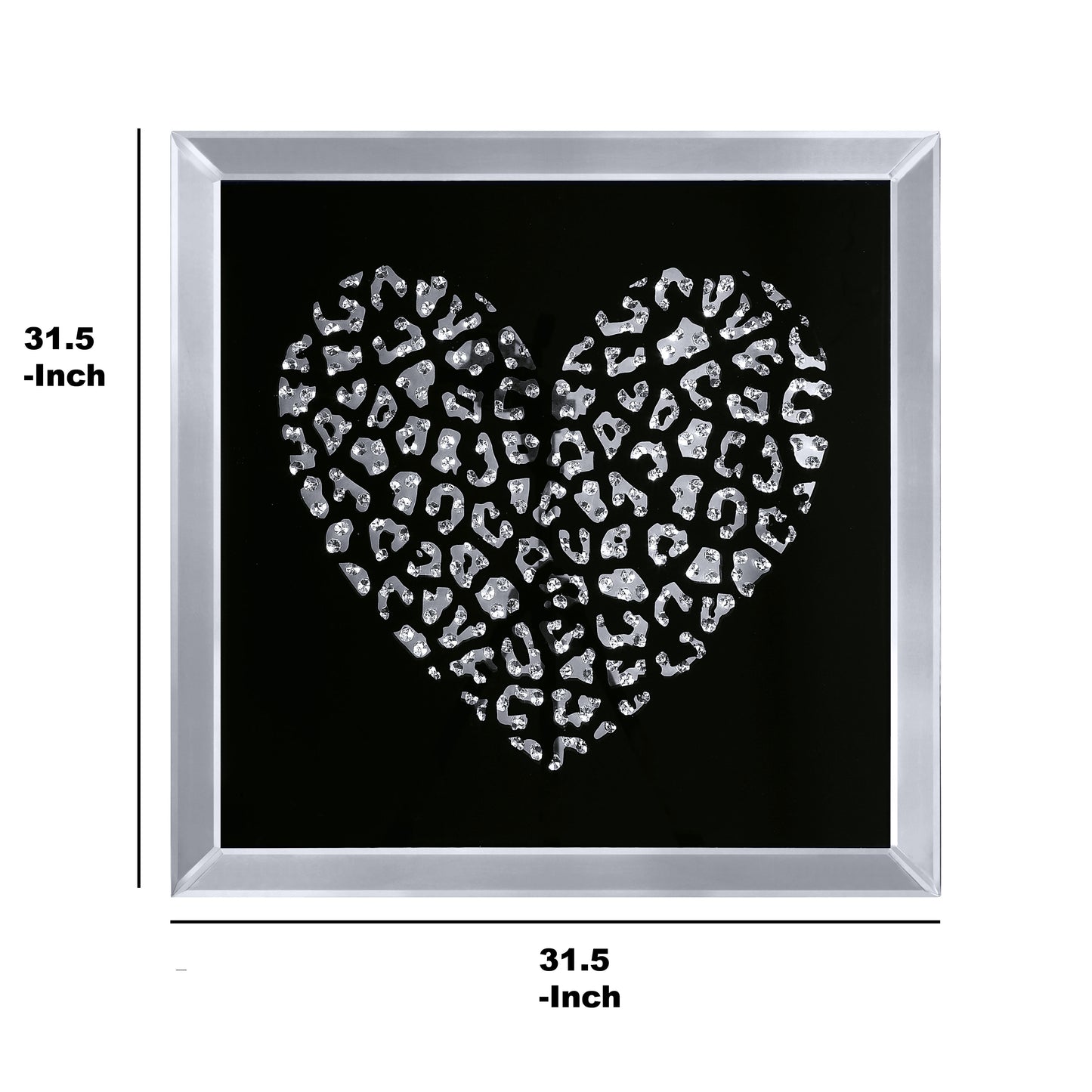 Decorative Wood And Mirror Heart Wall Art Black And Clear