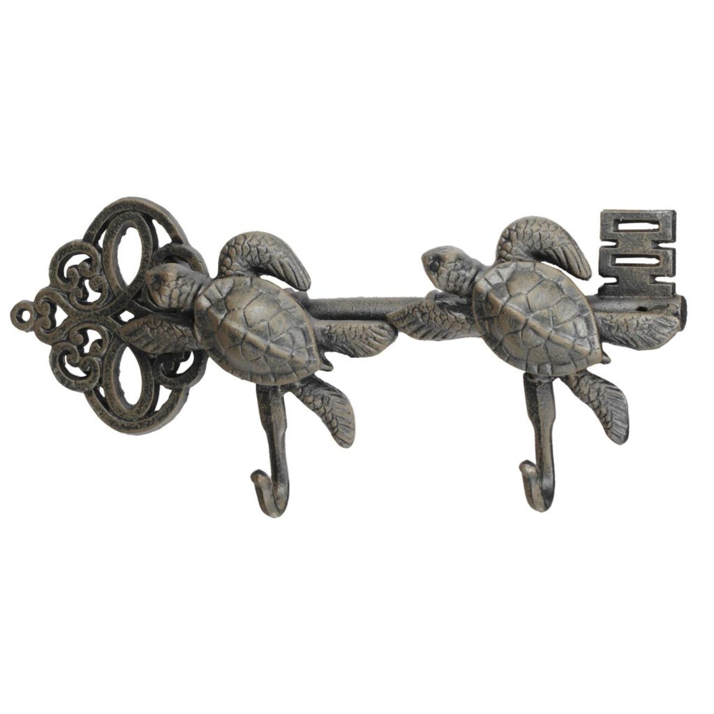 Decorative Sea Turtles Iron Wall Hook On Antique Key Gray