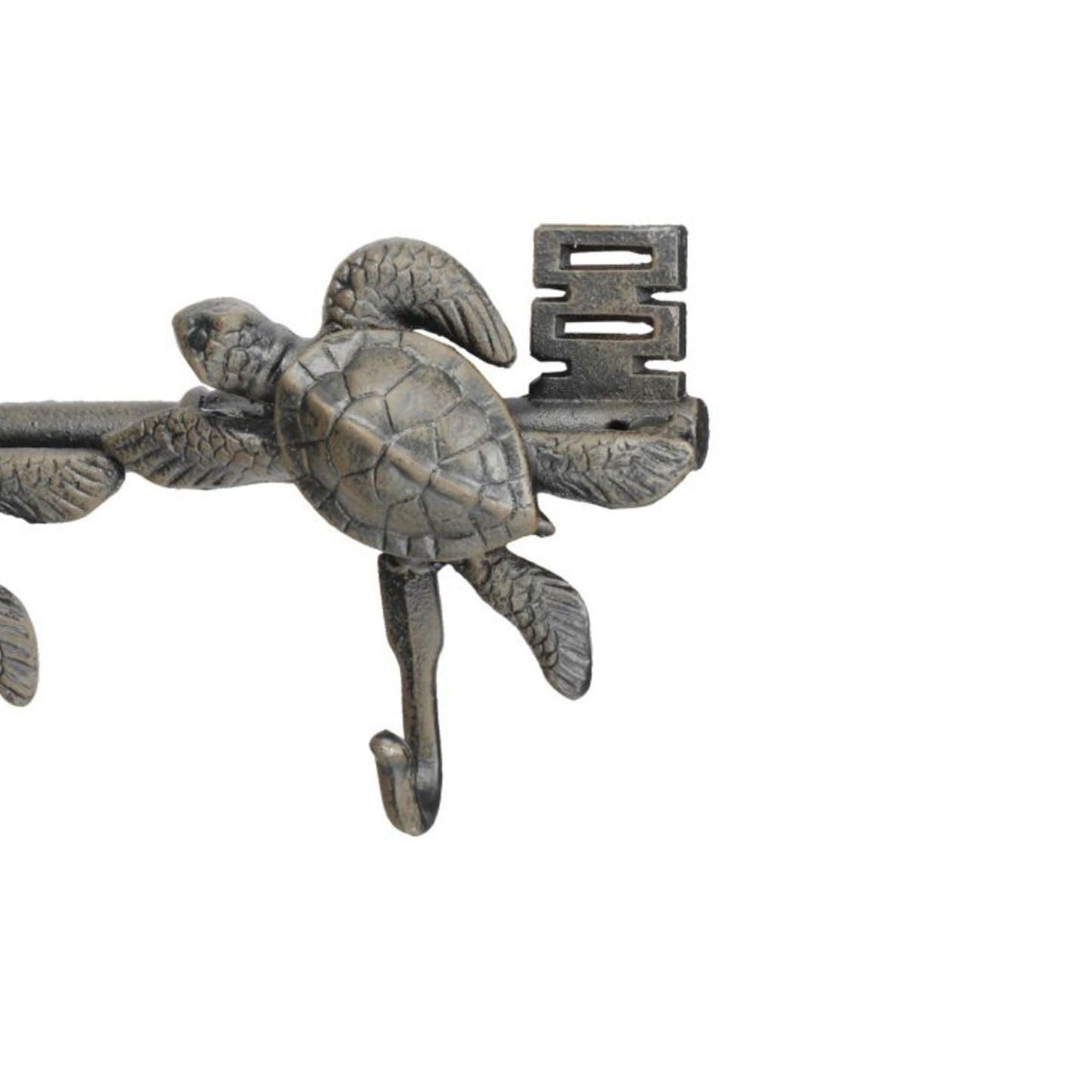 Decorative Sea Turtles Iron Wall Hook On Antique Key Gray