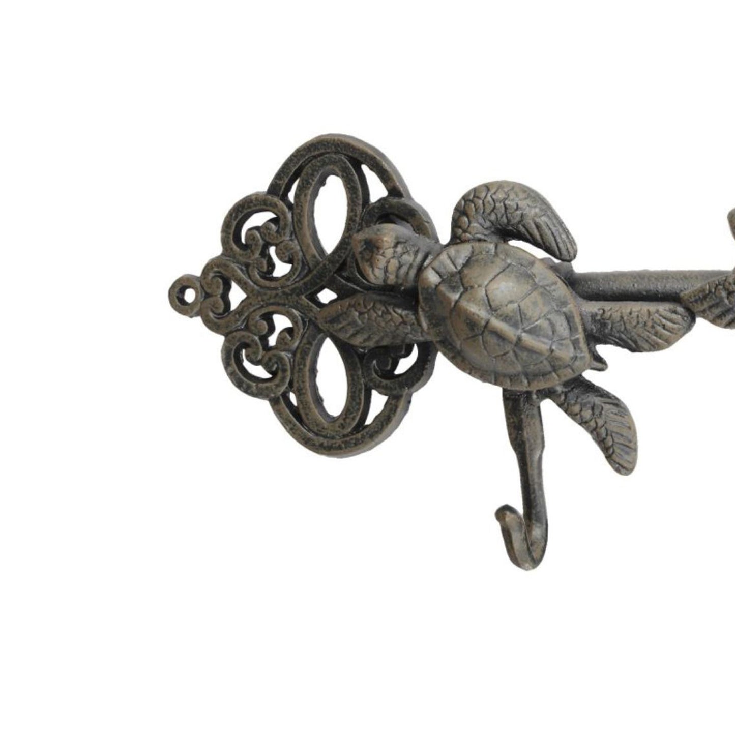 Decorative Sea Turtles Iron Wall Hook On Antique Key Gray