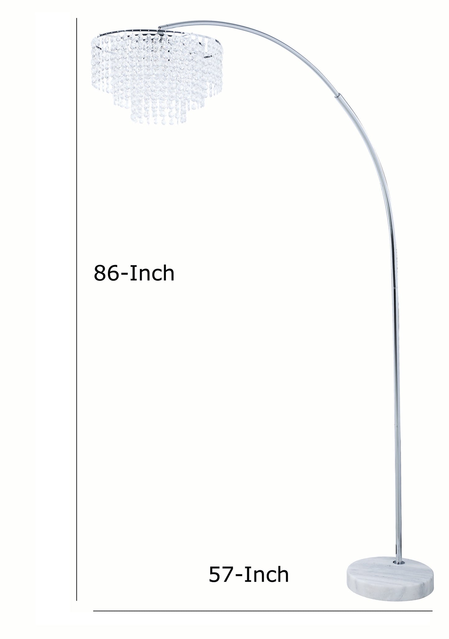 Crystal Accented Tiered Metal Floor Lamp With Marble Base Silver And White