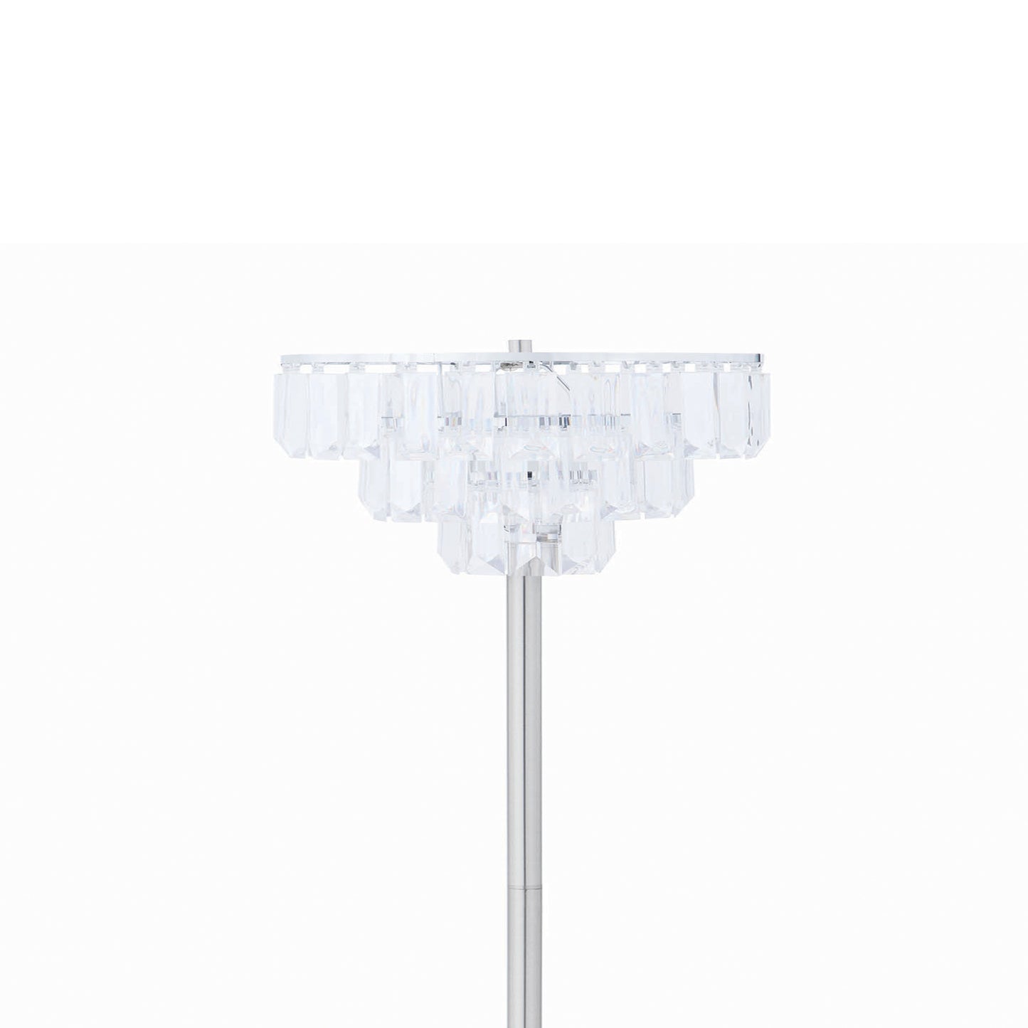 61 Inch Modern Floor Lamp Tiered Hanging Crystals Metal Silver