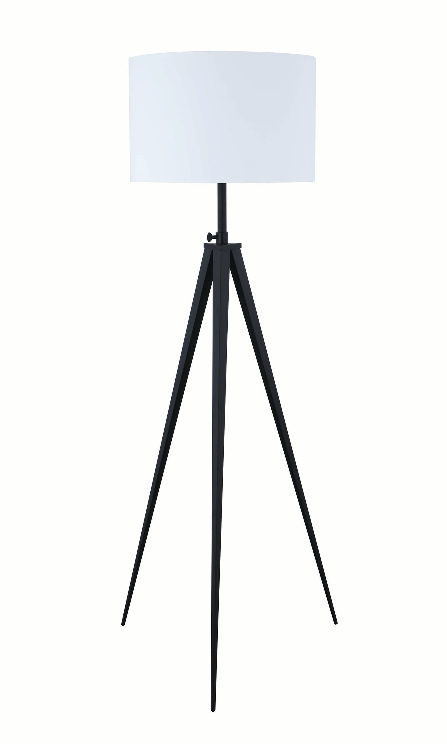 Height Adjustable Metal Tripod Floor Lamp With Fabric Shade White And Black