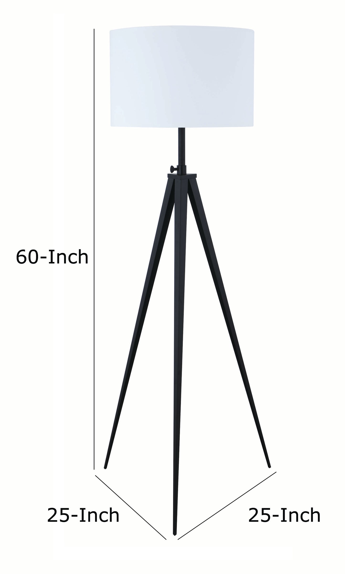 Height Adjustable Metal Tripod Floor Lamp With Fabric Shade White And Black