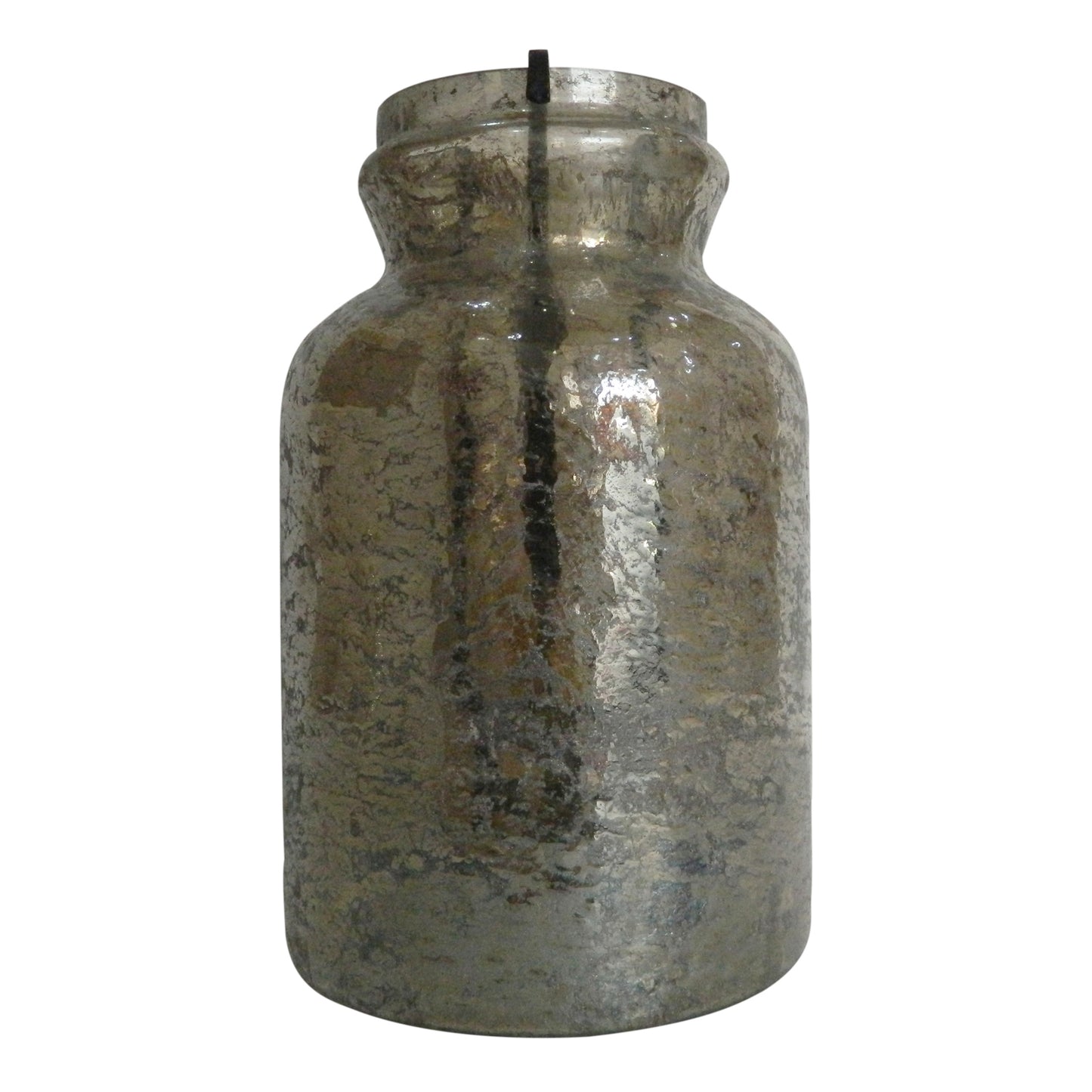 Traditional Style Jar Shaped Glass Candleholder Gray