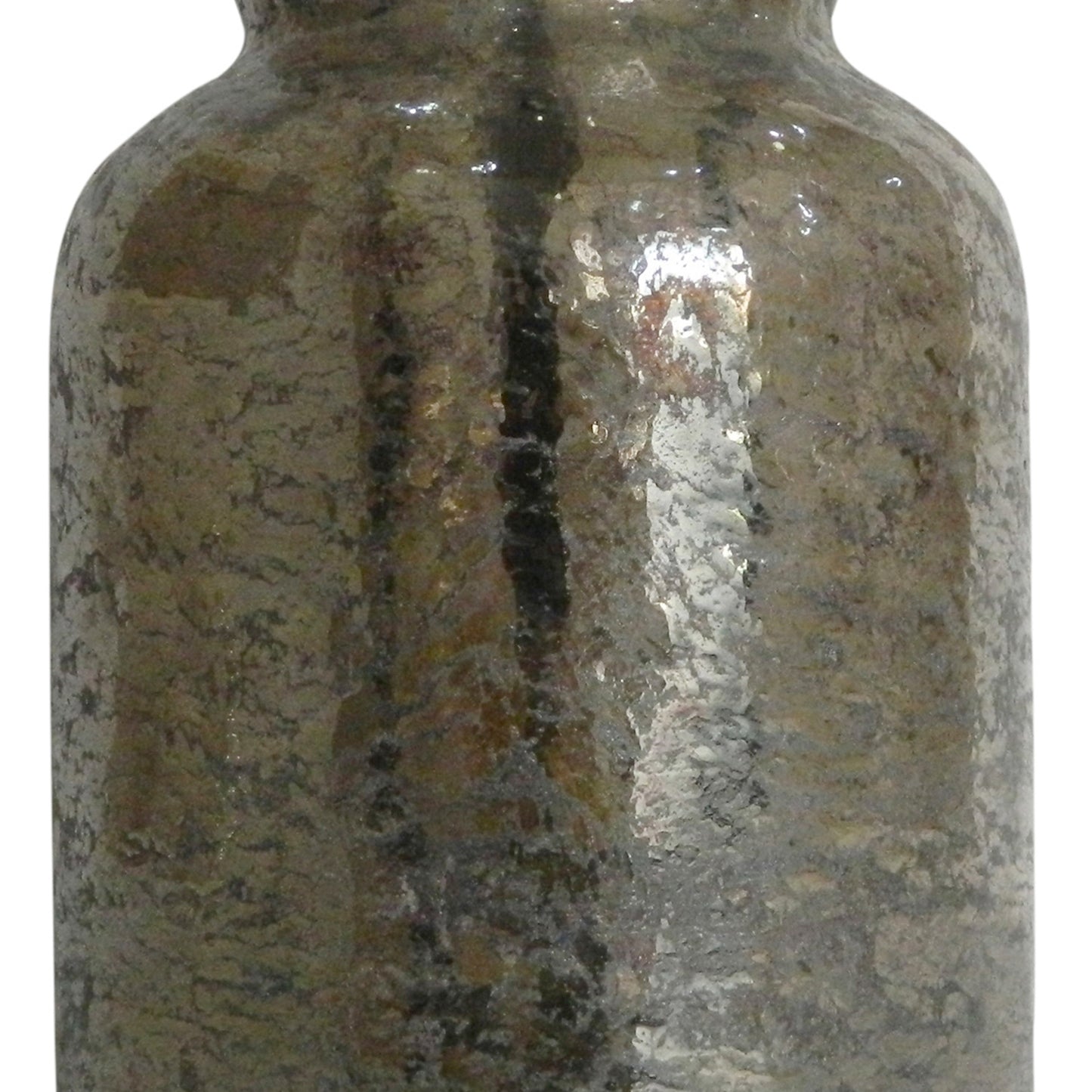 Traditional Style Jar Shaped Glass Candleholder Gray