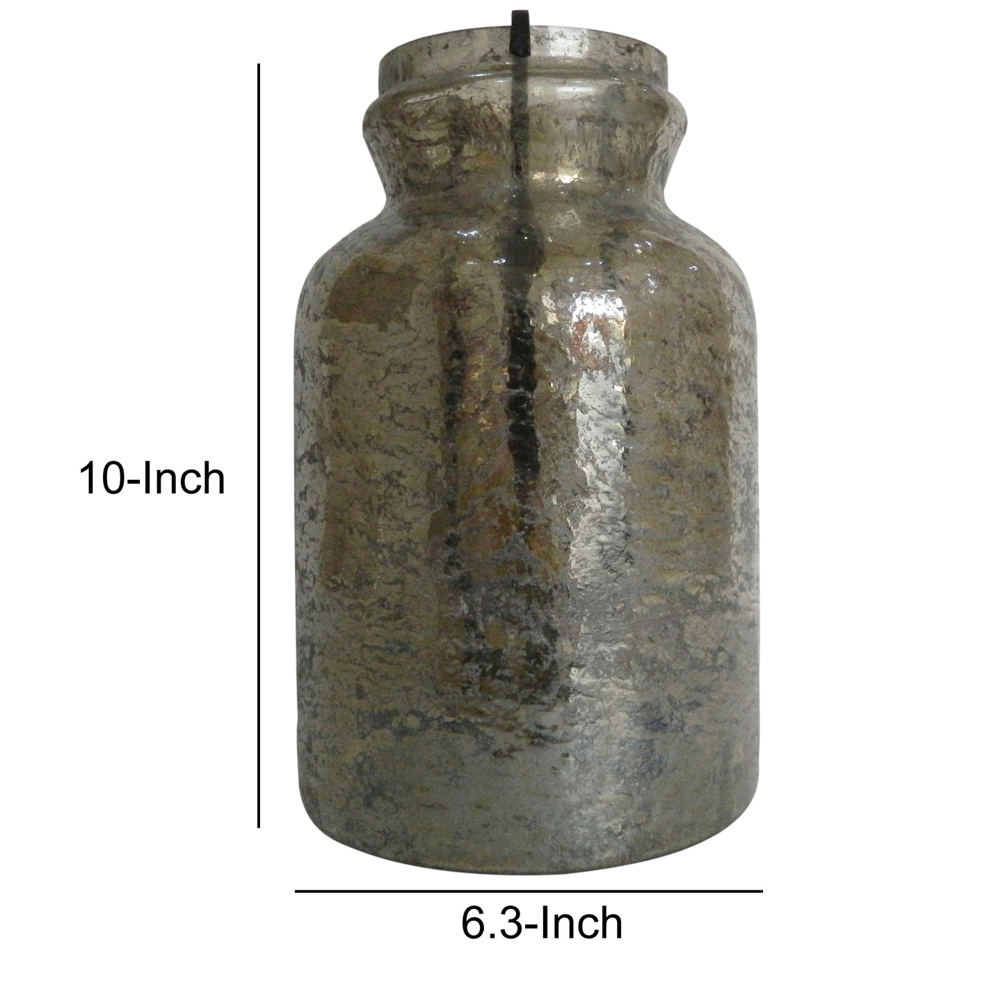 Traditional Style Jar Shaped Glass Candleholder Gray
