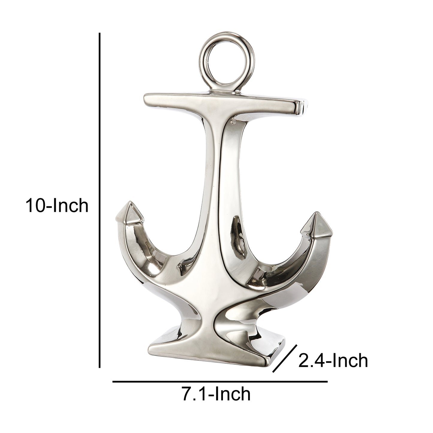 Nautical Ceramic Ship Anchor Decor Gold And Silver Set Of 2
