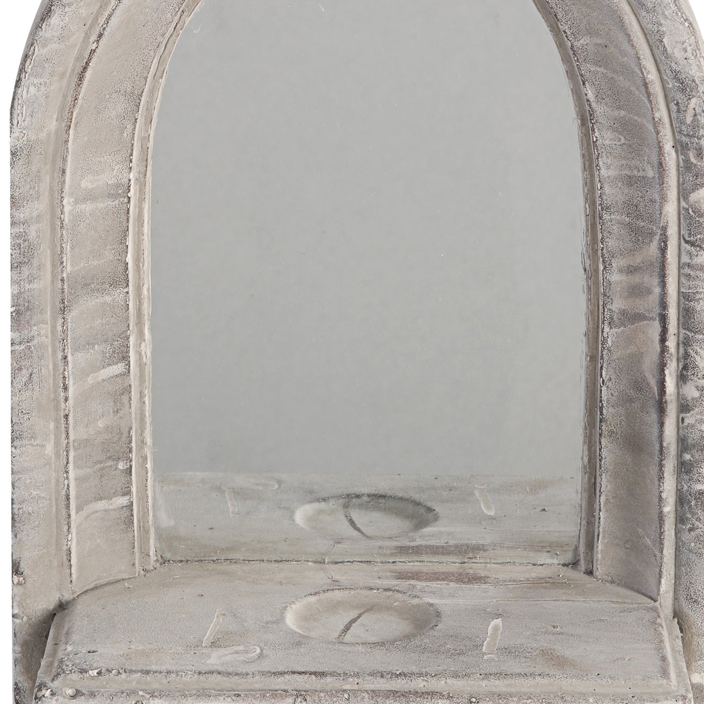 Cement Protected Decorative Wall Mirror Washed White