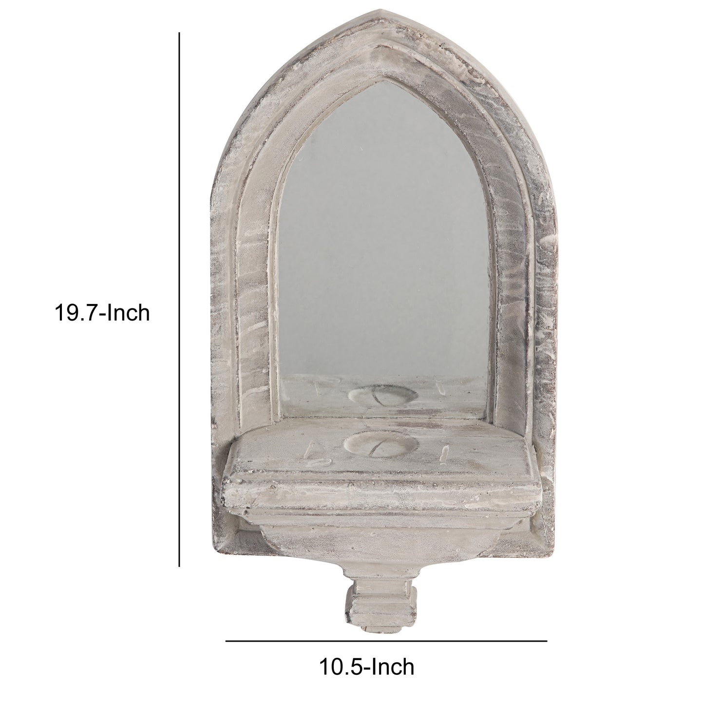 Cement Protected Decorative Wall Mirror Washed White