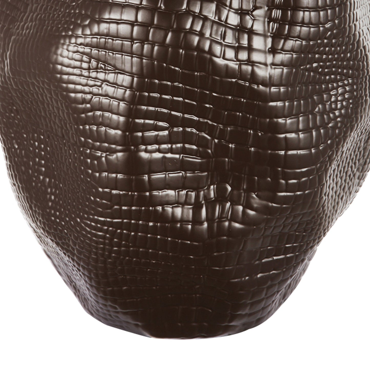 Decorative Textured Ceramic Vase With Irregular Rim Brown