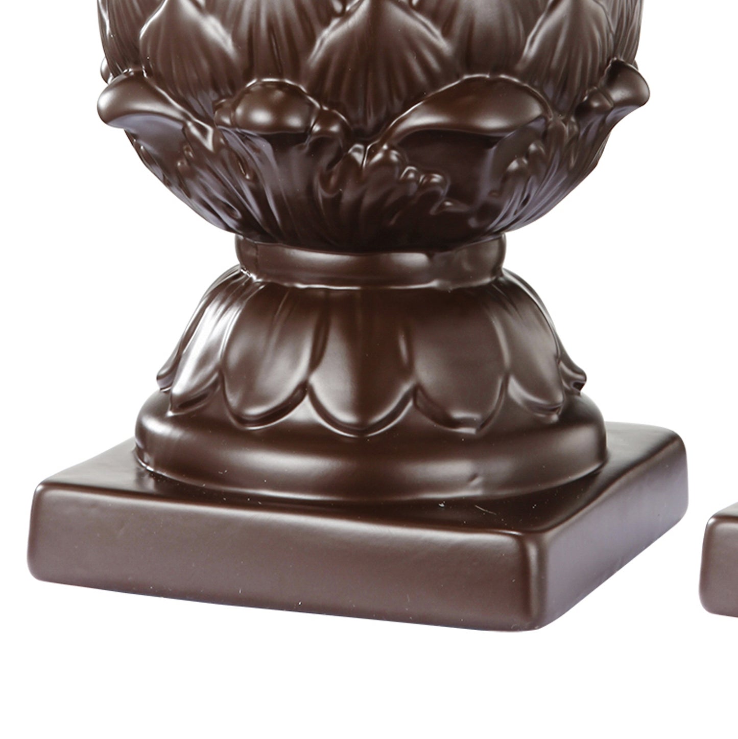 Ceramic Artichoke Bookends on Square Base, Pair of 2, Brown