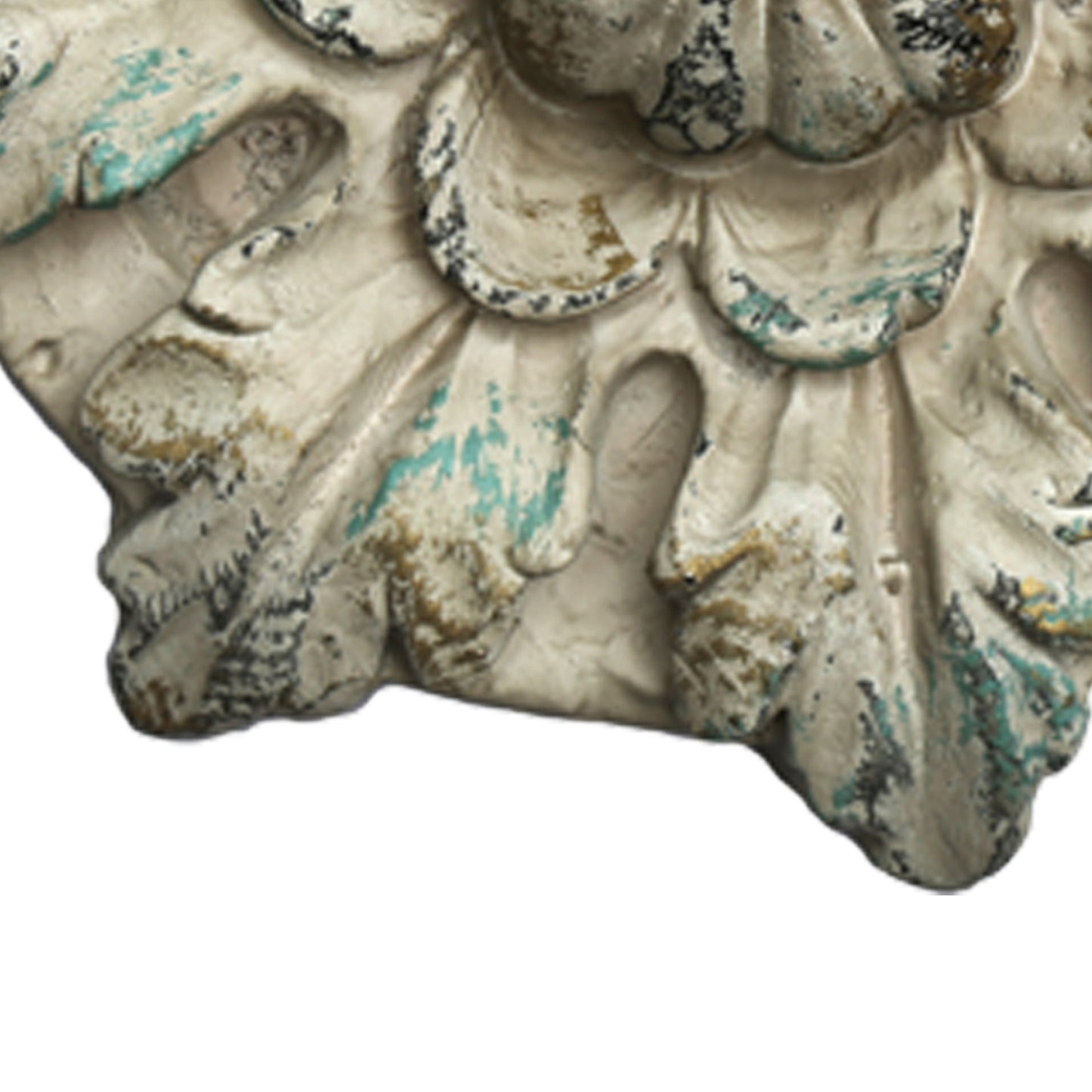 Distressed Floral Design Magnesia Wall Decor With Hanging Hook White