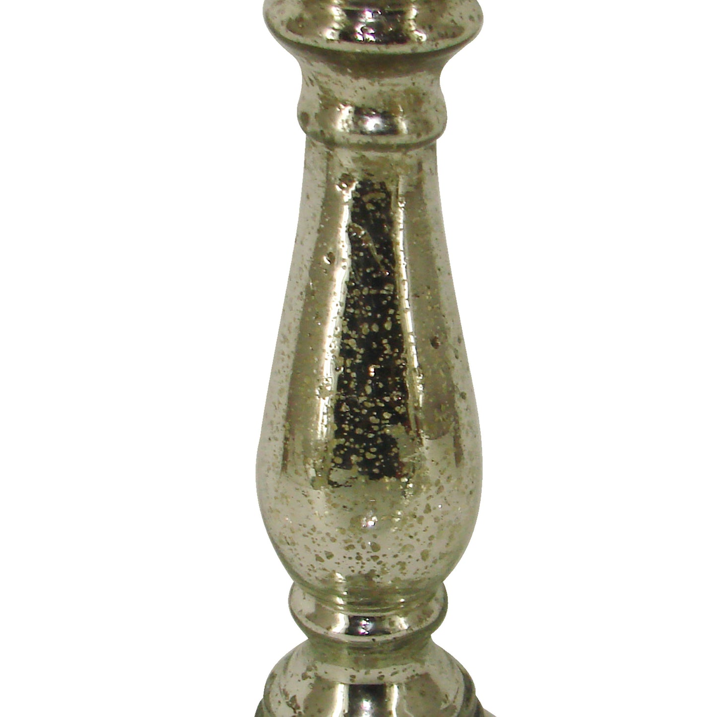 Glass Pillar Candle Holder With Distressed Details Silver