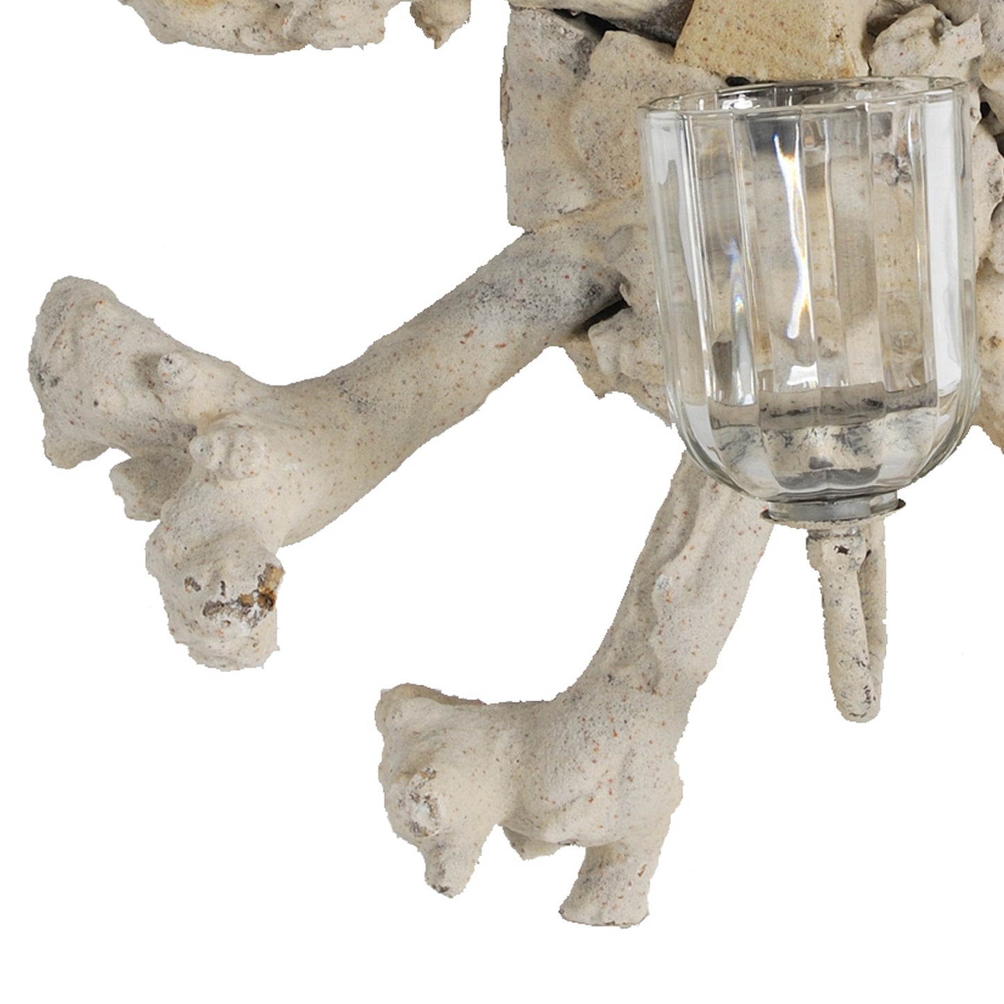 Wood And Metal Wall Candle Holder With Glass Sconce Brown