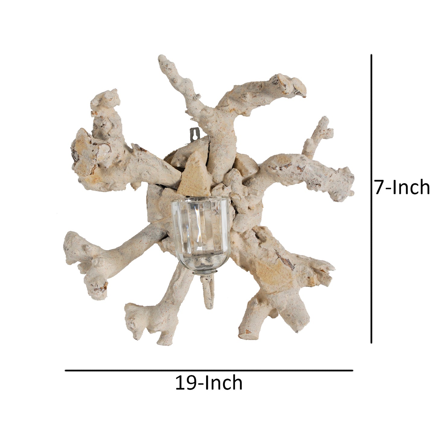 Wood And Metal Wall Candle Holder With Glass Sconce Brown