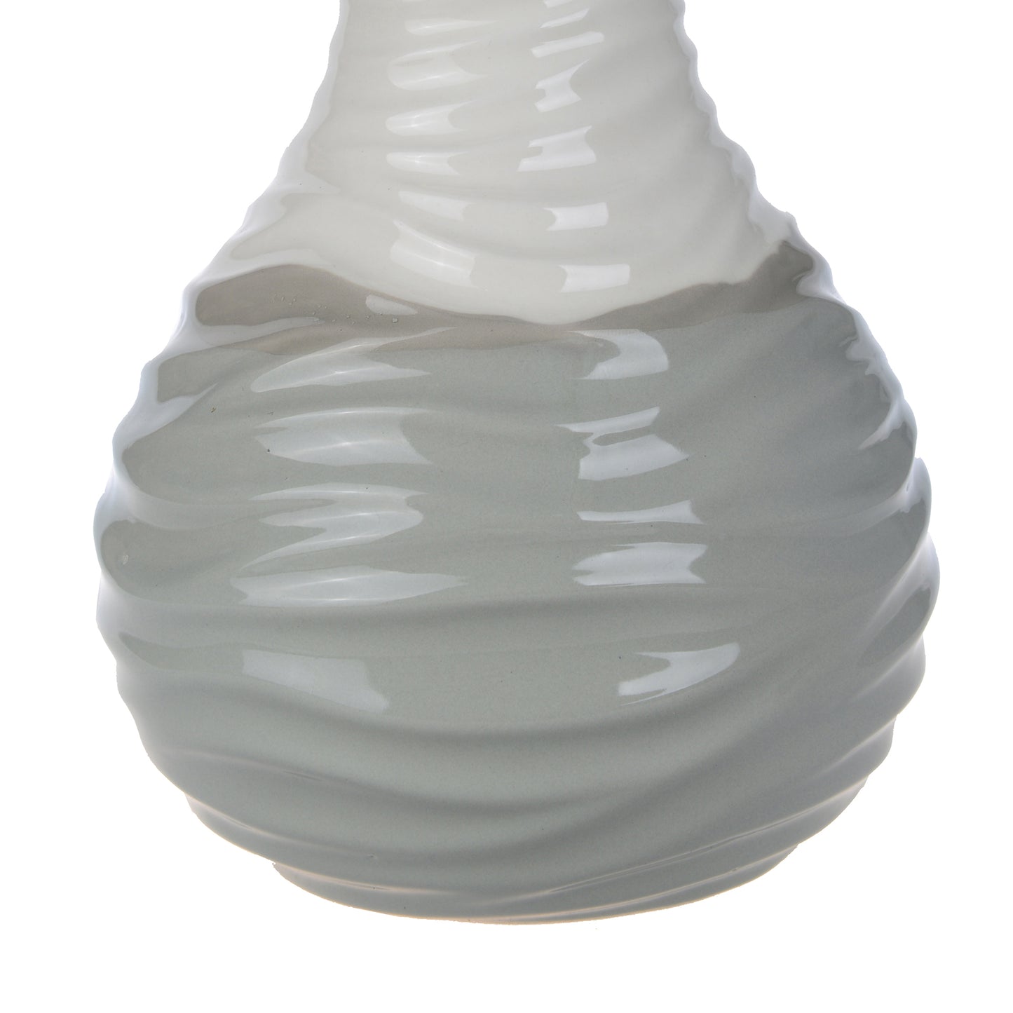 Ceramic Decorative Pear With Golden Stem White And Gray