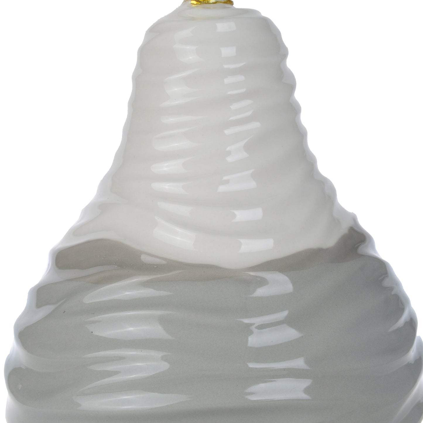 Ceramic Decorative Pear With Golden Stem White And Gray