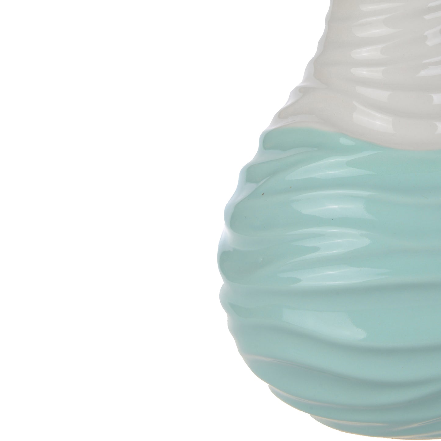Ceramic Decorative Pear With Golden Stem White And Blue