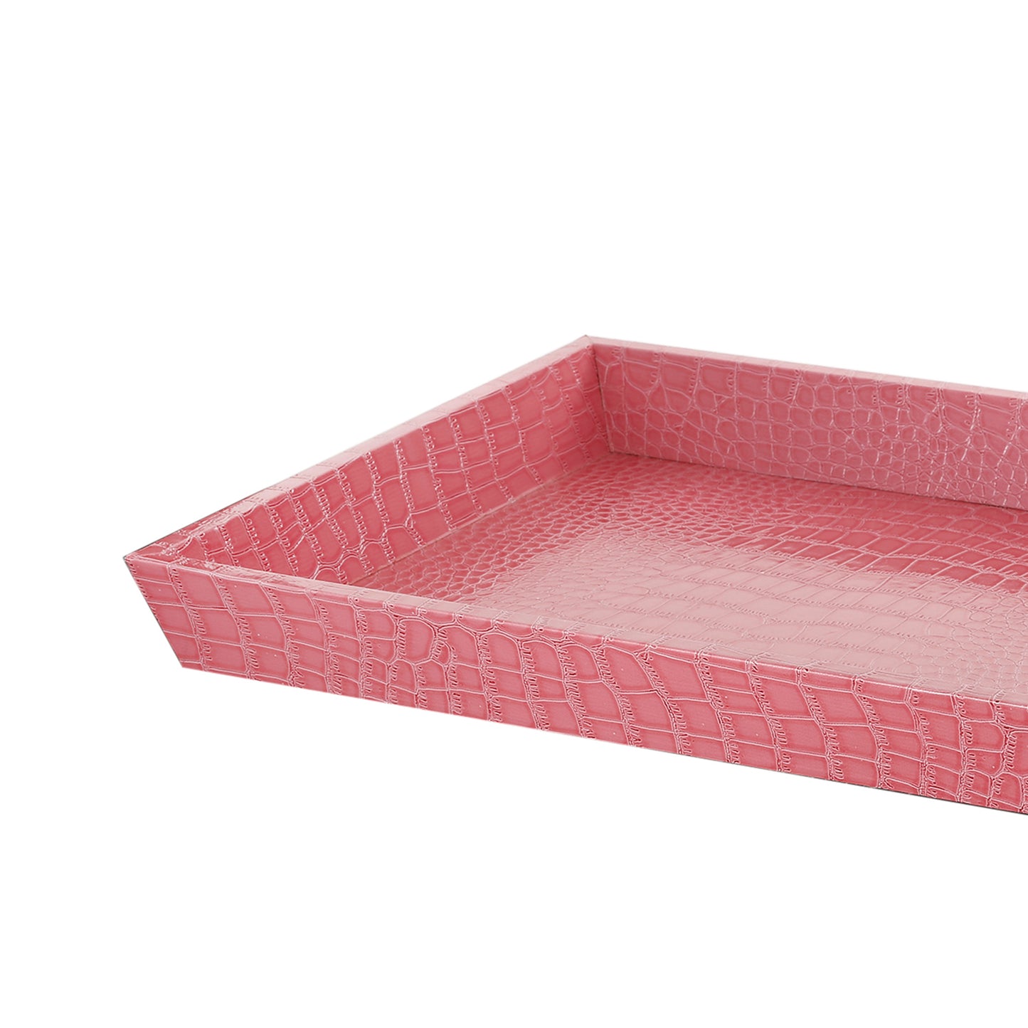 Rectangular Wooden Decorative Serving Tray With Raised Sides Pink