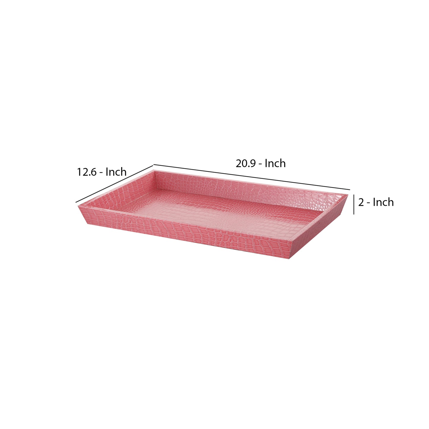 Rectangular Wooden Decorative Serving Tray With Raised Sides Pink