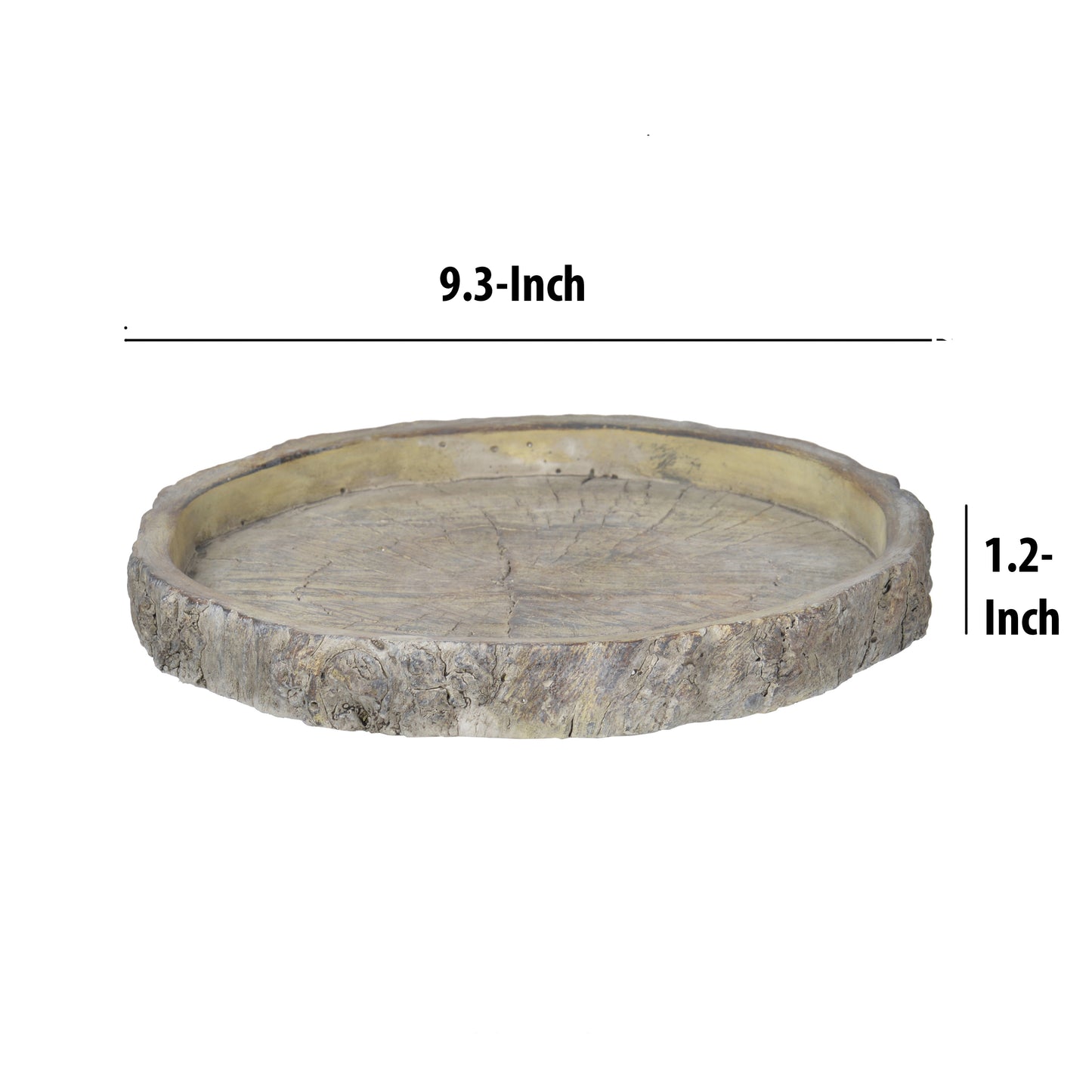 Decorative Round Shape Cemented Log Plate Gray
