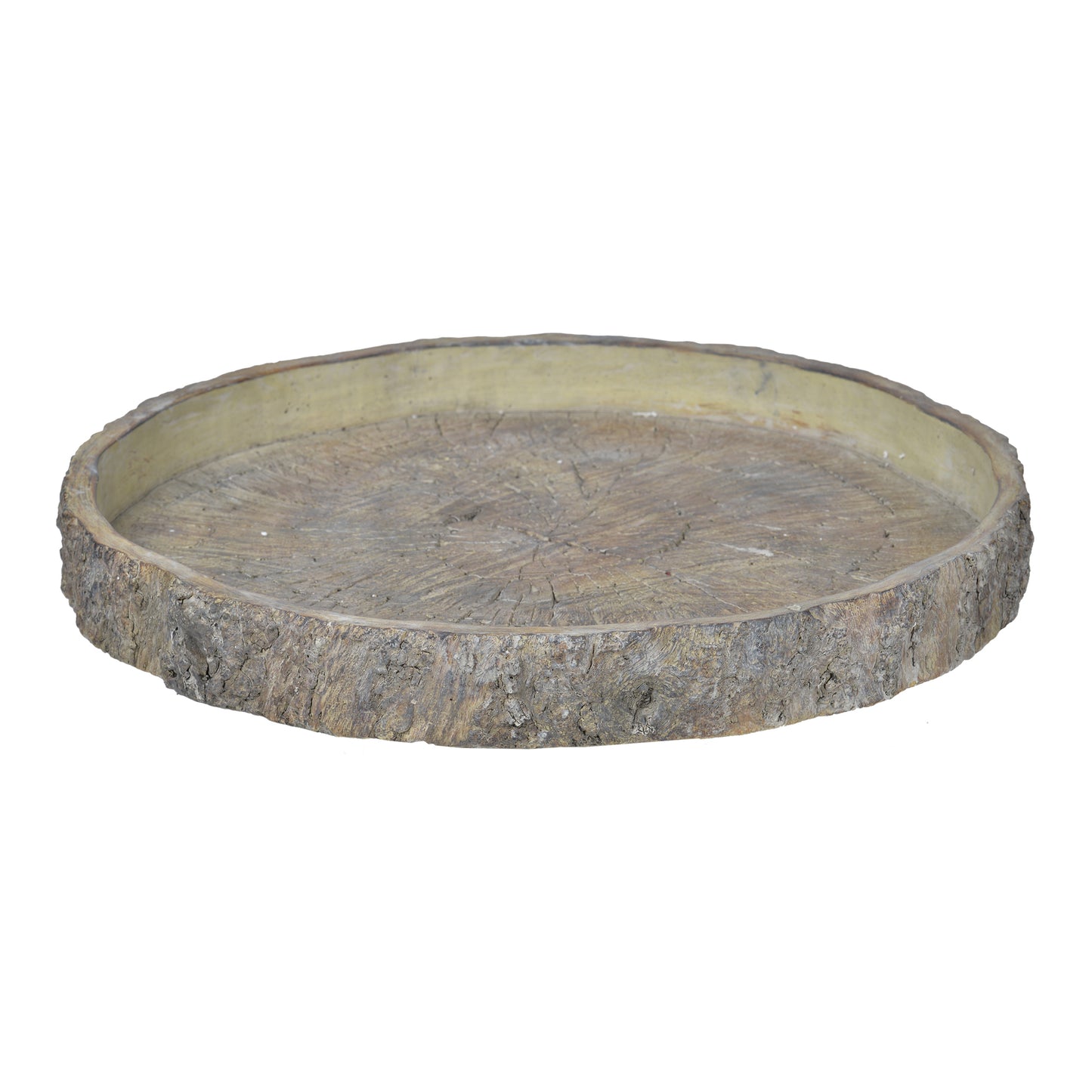 Decorative Cemented Log Plate With Distressed Details Gray