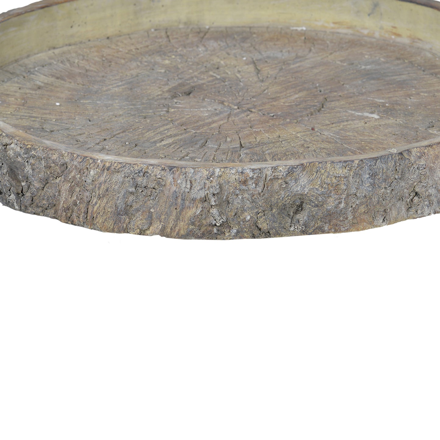 Decorative Cemented Log Plate With Distressed Details Gray