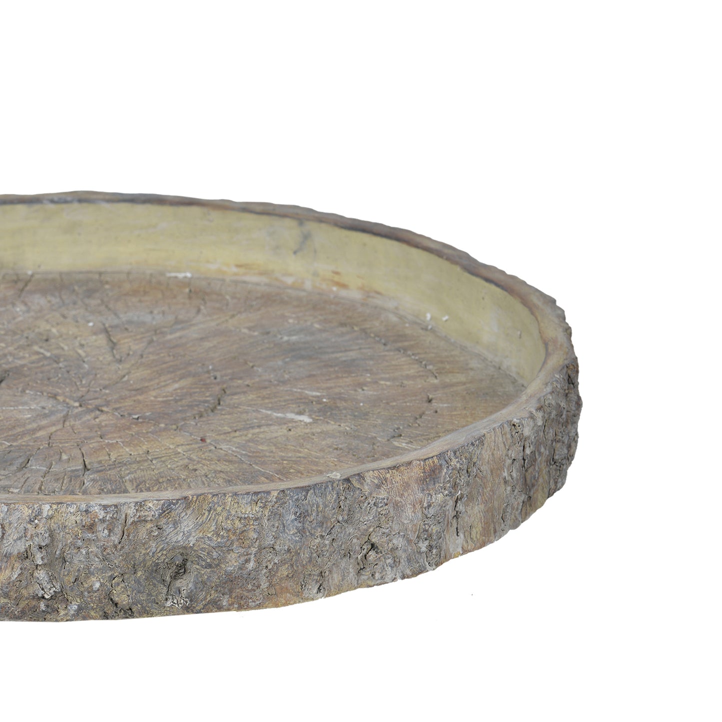 Decorative Cemented Log Plate With Distressed Details Gray