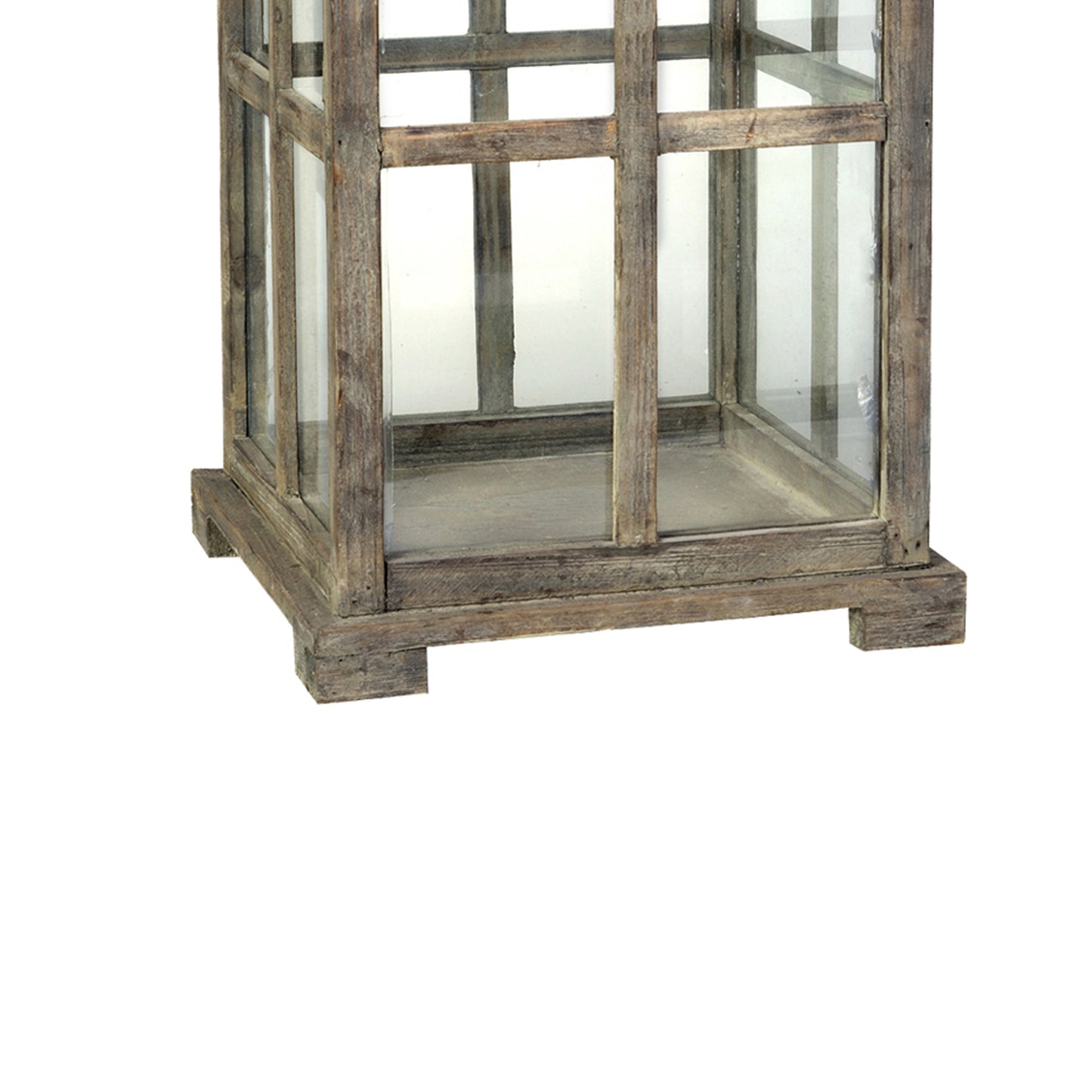 Square Temple Garden Wooden Lantern With Glass Panels Brown Set Of 2