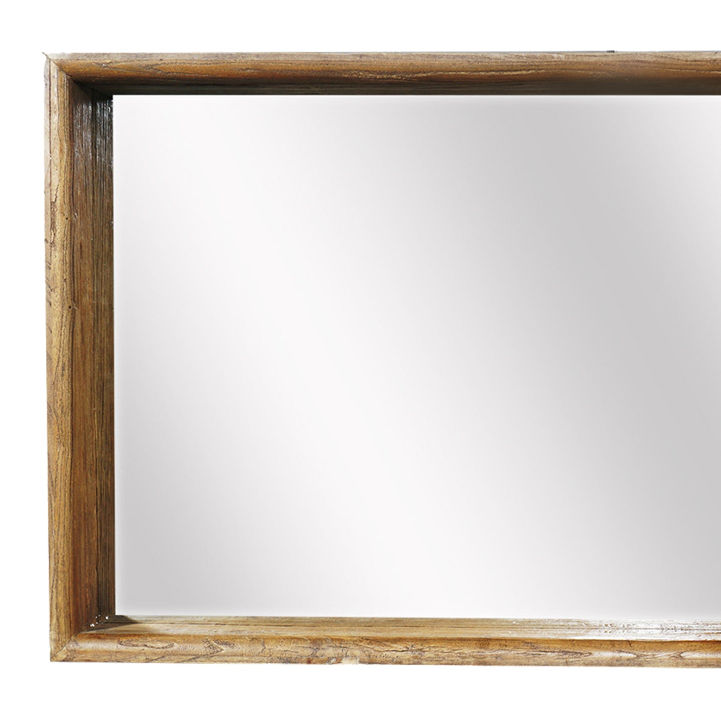 Rustic Style Wooden Wall Mirror In Rectangular Shape Brown