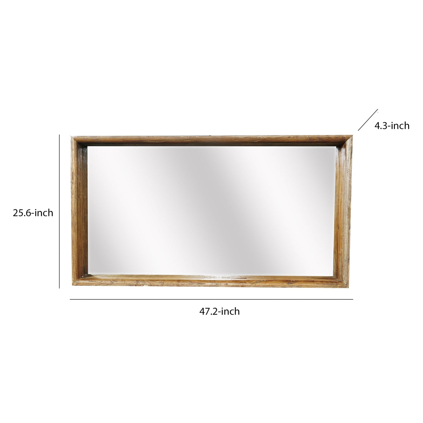 Rustic Style Wooden Wall Mirror In Rectangular Shape Brown