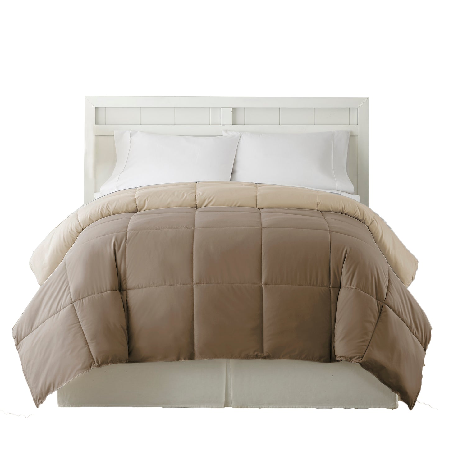 Genoa Queen Size Box Quilted Reversible Comforter The Urban Port Brown And Gold