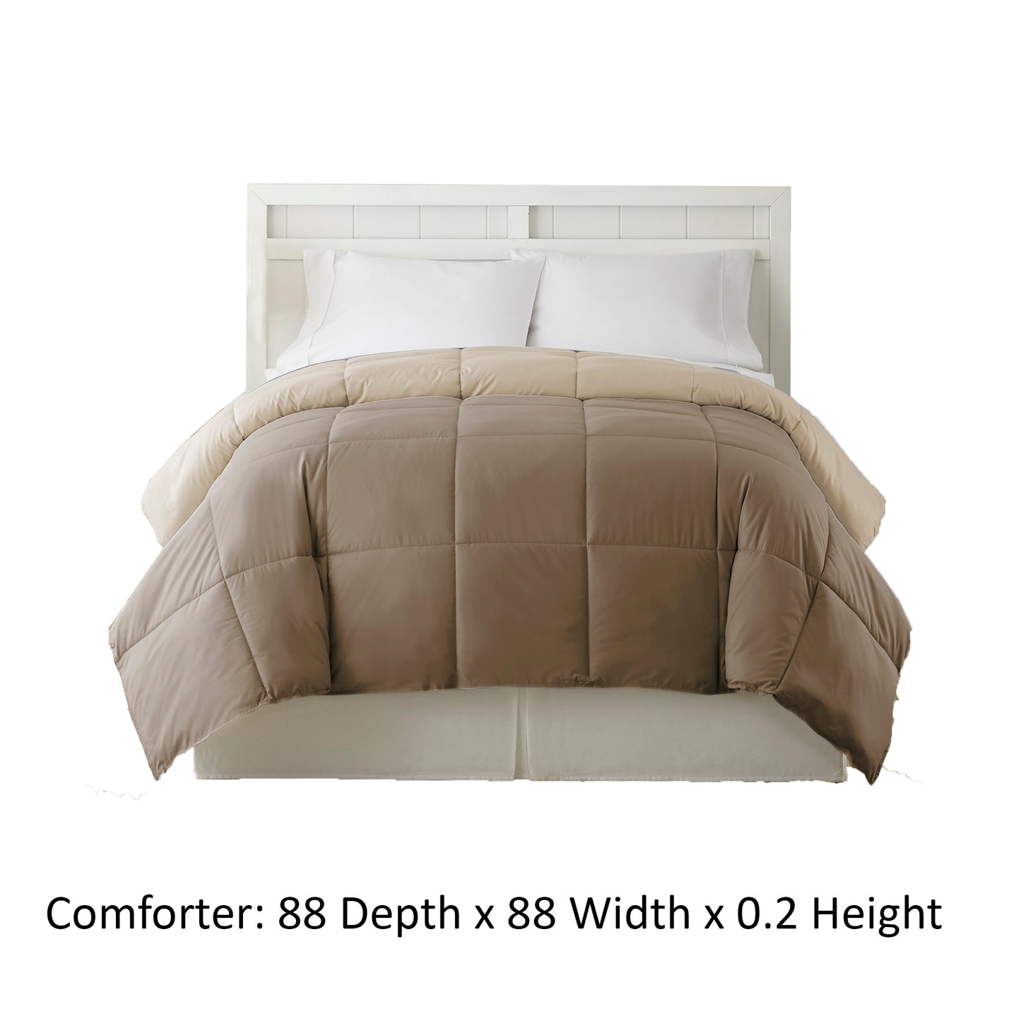 Genoa Queen Size Box Quilted Reversible Comforter The Urban Port Brown And Gold