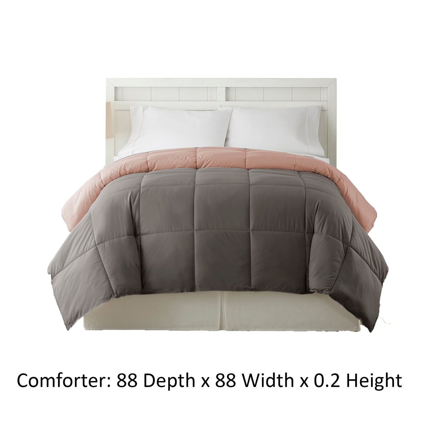 Genoa Queen Size Box Quilted Reversible Comforter The Urban Port Gray And Pink