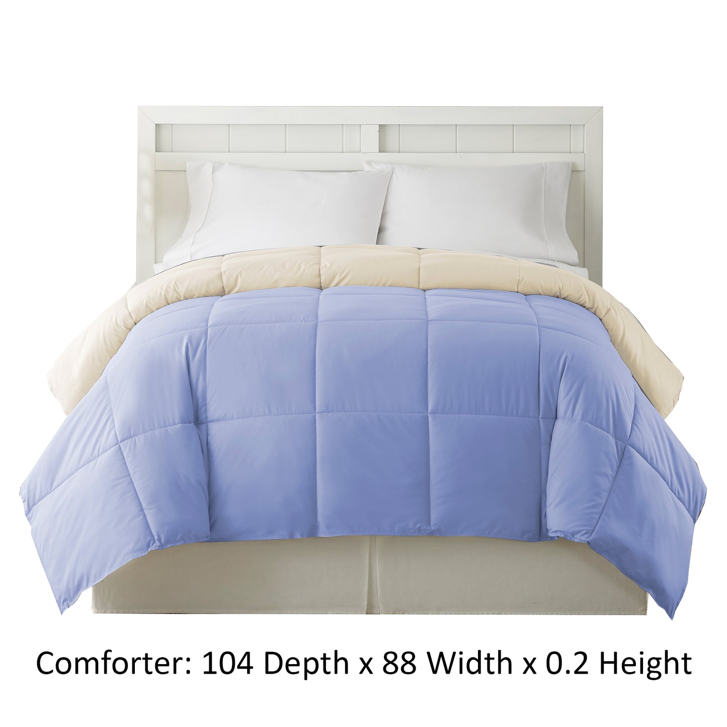 Genoa King Size Box Quilted Reversible Comforter The Urban Port Blue And Cream