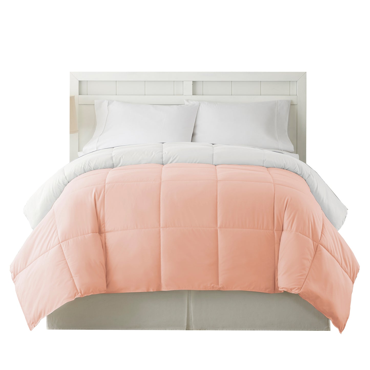 Genoa King Size Box Quilted Reversible Comforter The Urban Port White And Pink