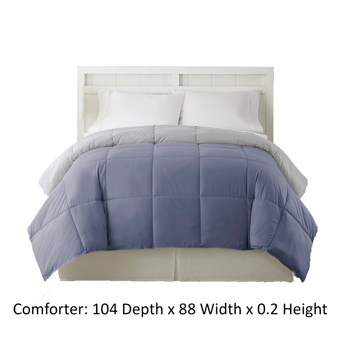Genoa Reversible King Comforter With Box Quilted The Urban Port Silver And Blue