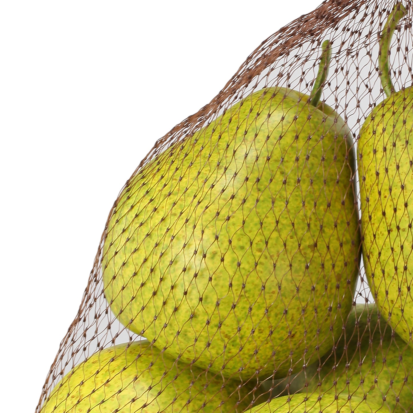 Decorative 6 Piece Artificial Pear In Plastic Net Bag Green