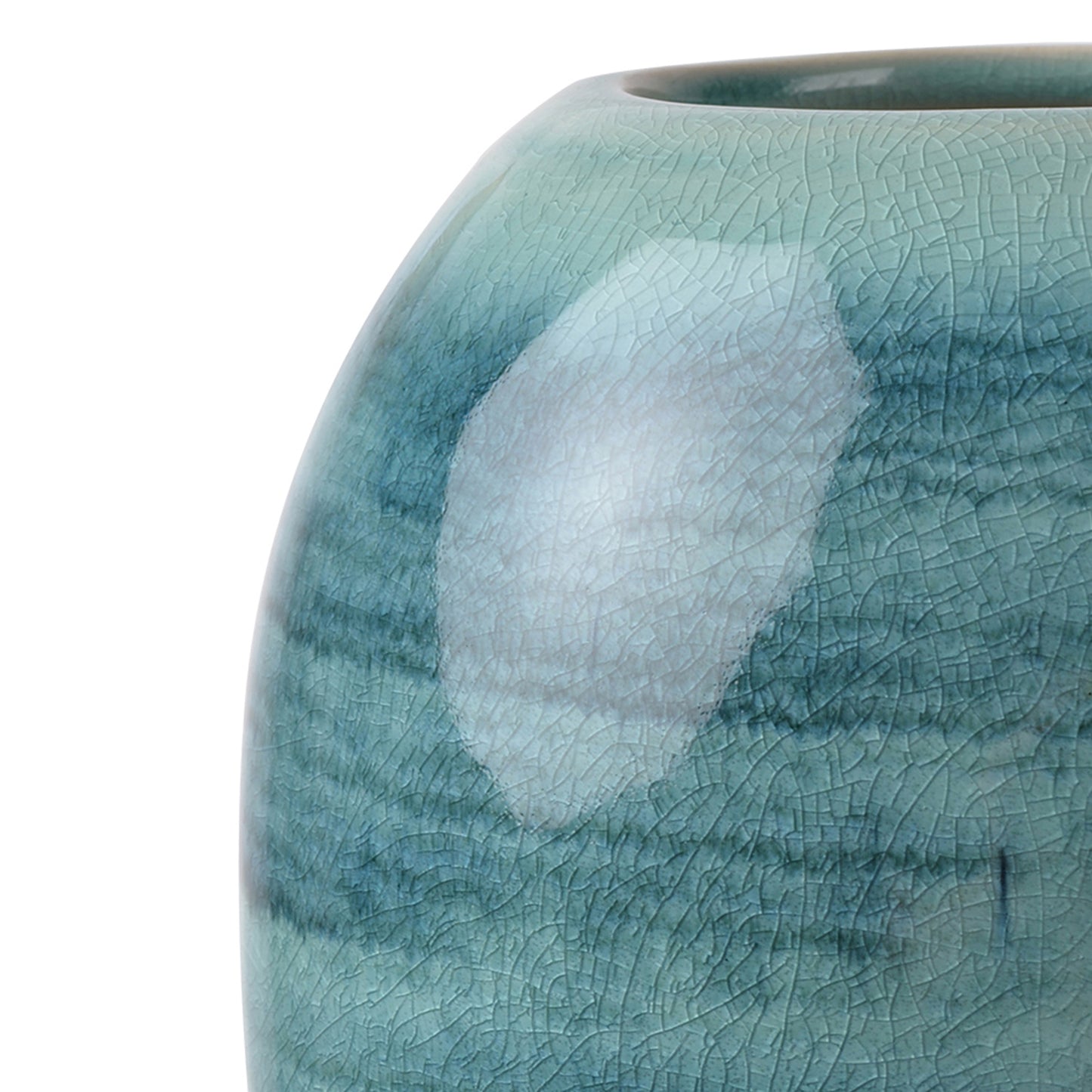 Decorative Ceramic Rugby Ball Shaped Vase With Tapered Bottom Blue